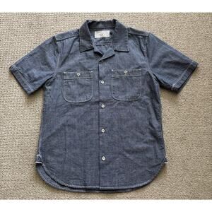 Freenote Cloth Dayton Shirt Mens Sz S Blue Denim Chambray Short Sleeve Button Up